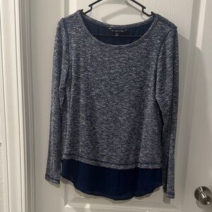 Zac & Rachel Heathered Navy Long Sleeve Top